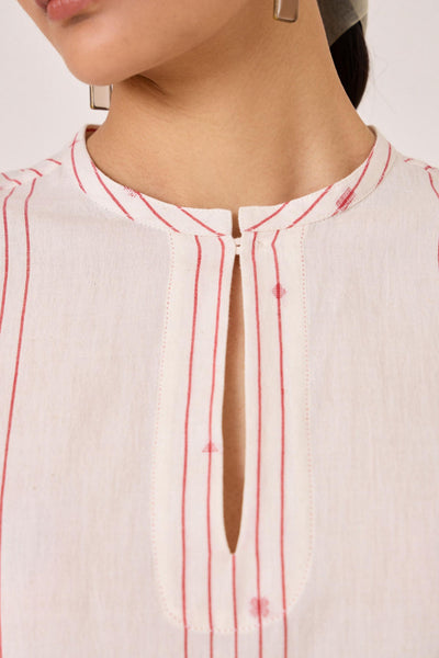 Asheni Red Striped Handwoven Top
