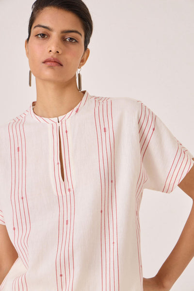 Asheni Red Striped Handwoven Top