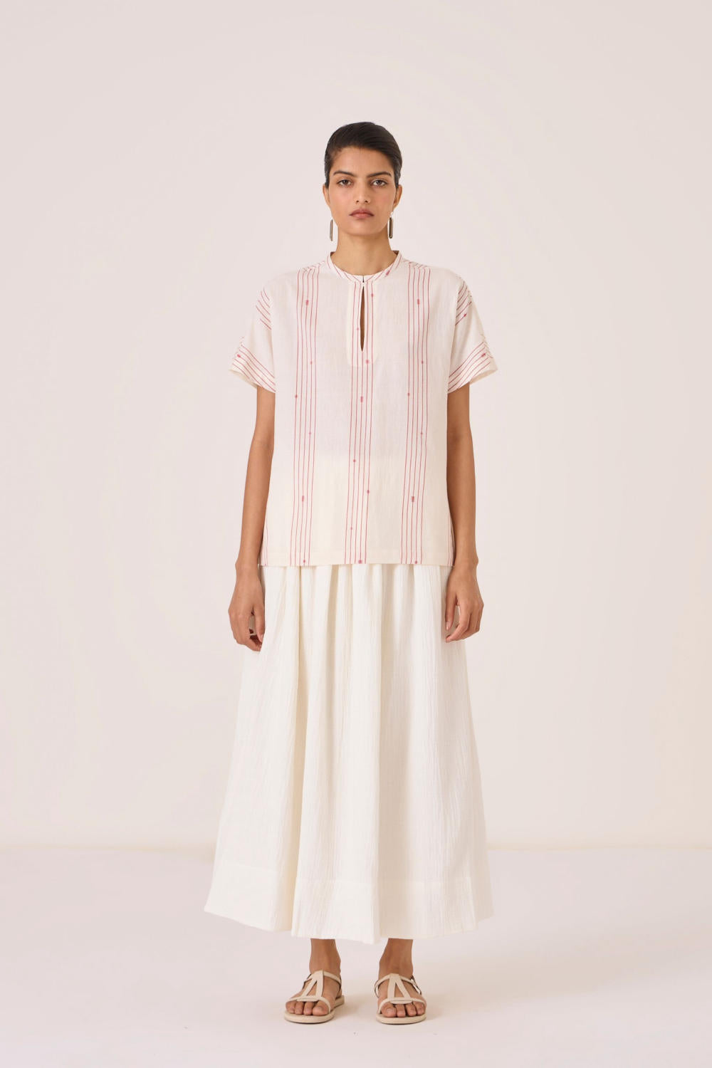 Asheni Red Striped Handwoven Top