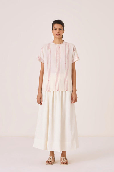 Asheni Red Striped Handwoven Top