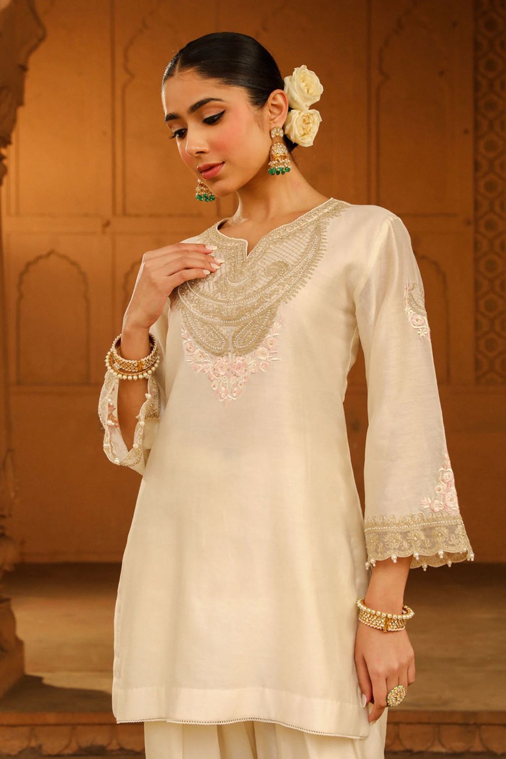 Ashira Short kurta with salwar-Daisy Ivory