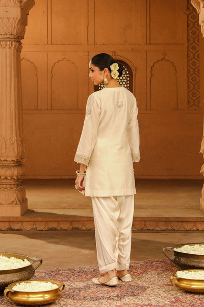 Ashira Short kurta with salwar-Daisy Ivory