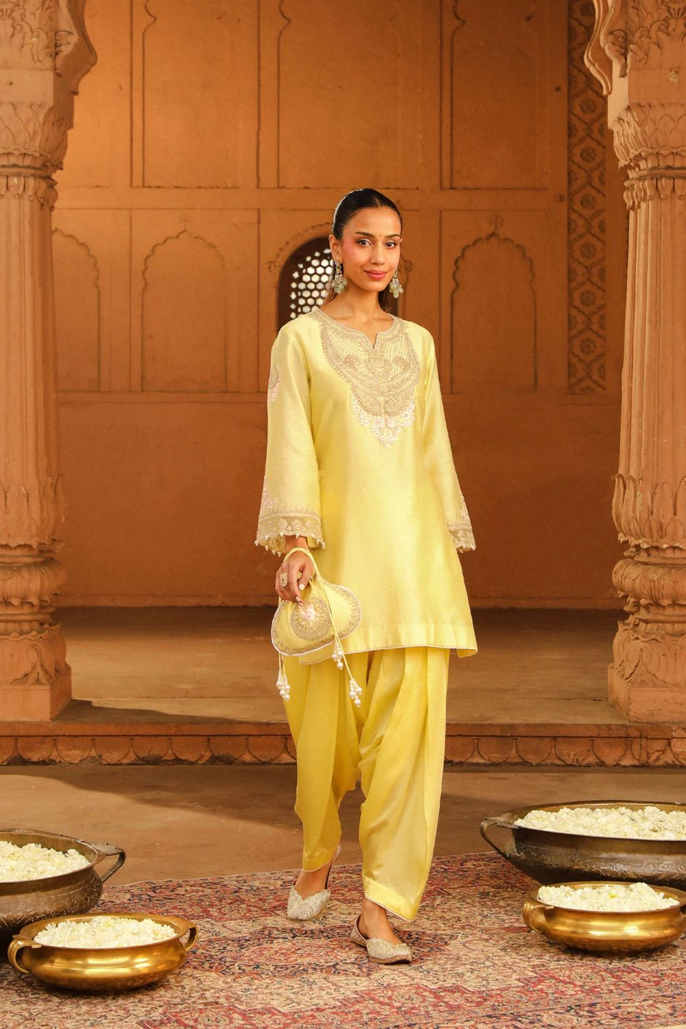 Ashira Short kurta with salwar-Lemon Yellow