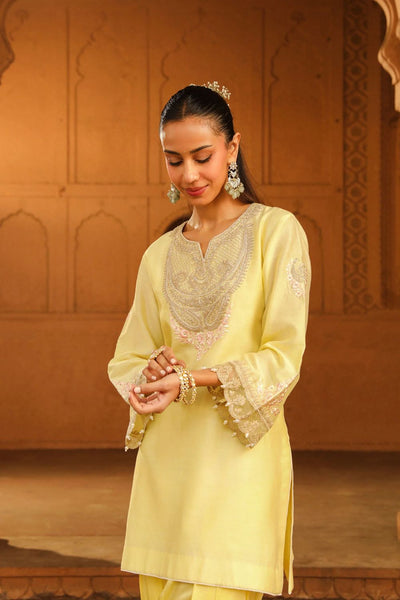 Ashira Short kurta with salwar-Lemon Yellow