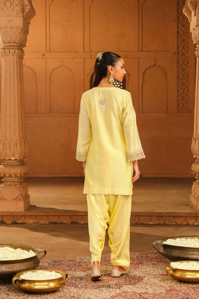Ashira Short kurta with salwar-Lemon Yellow