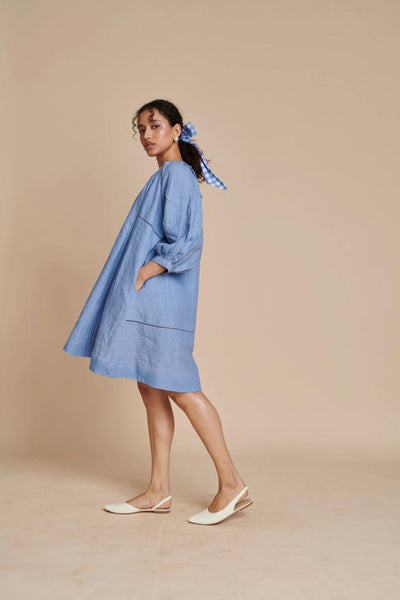 Ashwem Linen Lace Panelled Dress