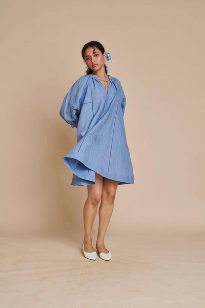 Ashwem Linen Lace Panelled Dress