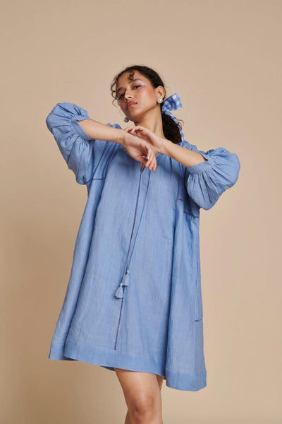 Ashwem Linen Lace Panelled Dress
