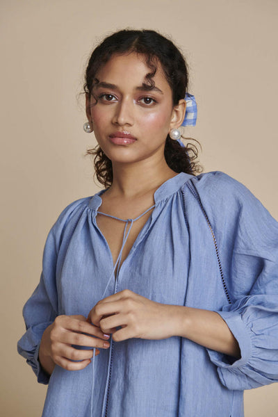 Ashwem Linen Lace Panelled Dress