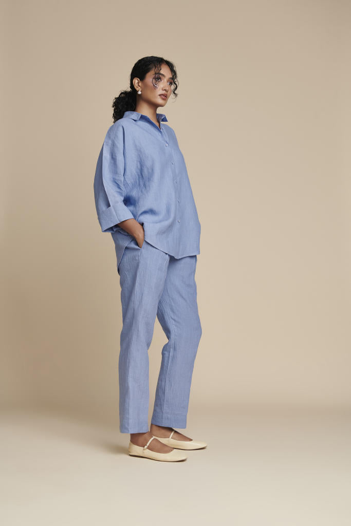 Ashwem Linen Oversized Flared Shirt Set