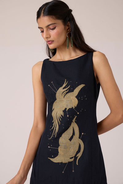 Astra Black Embroidered Maxi Dress