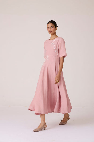 Astral Rose Linen Dress