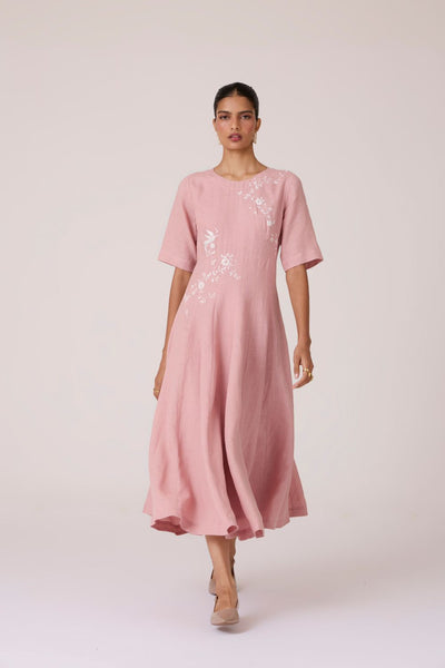Astral Rose Linen Dress