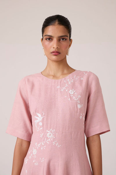 Astral Rose Linen Dress