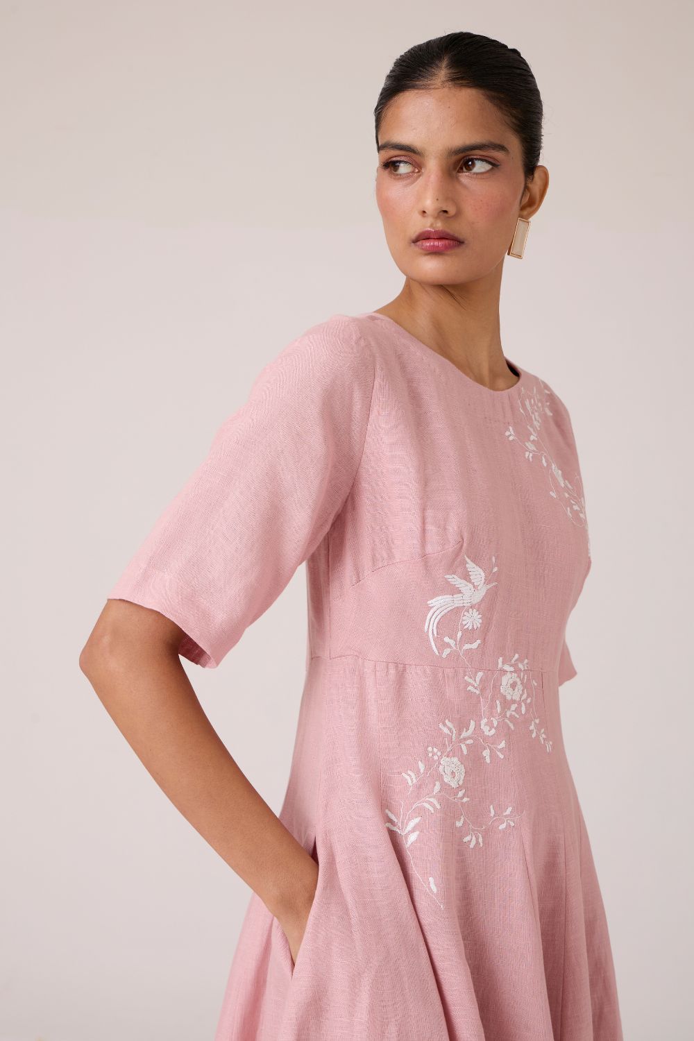 Astral Rose Linen Dress