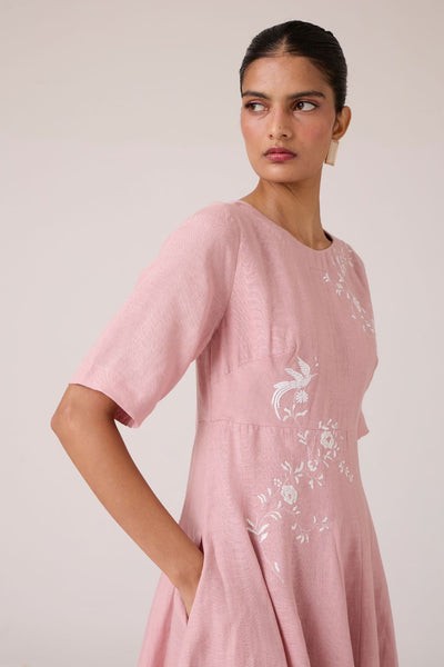 Astral Rose Linen Dress