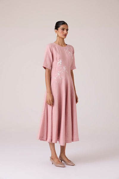 Astral Rose Linen Dress