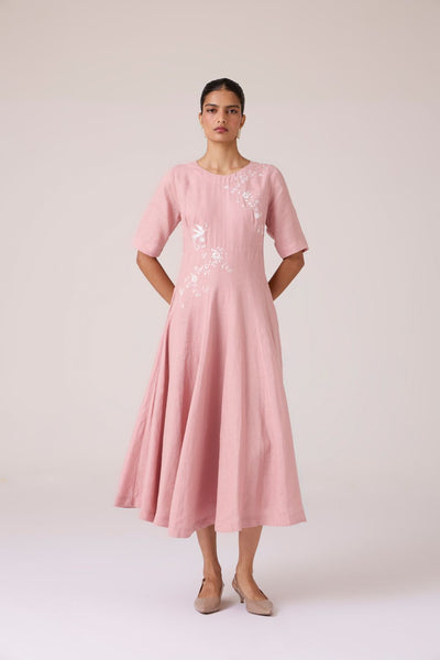Astral Rose Linen Dress