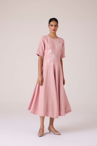 Astral Rose Linen Dress
