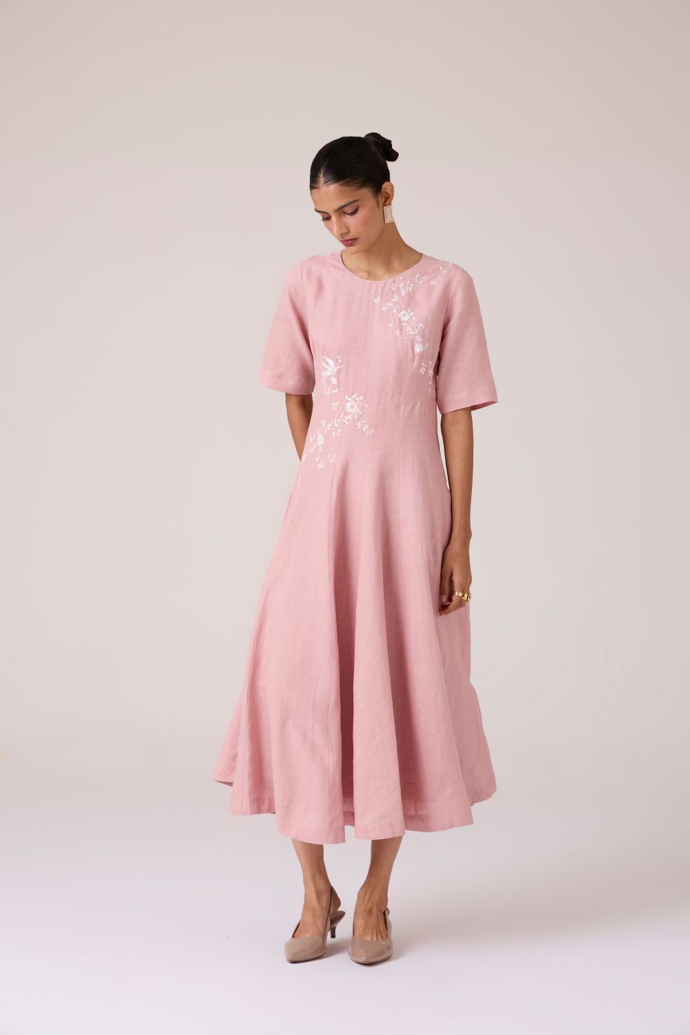 Astral Rose Linen Dress