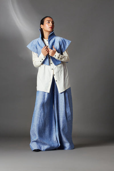 Lou Jacket in Linen-Blue
