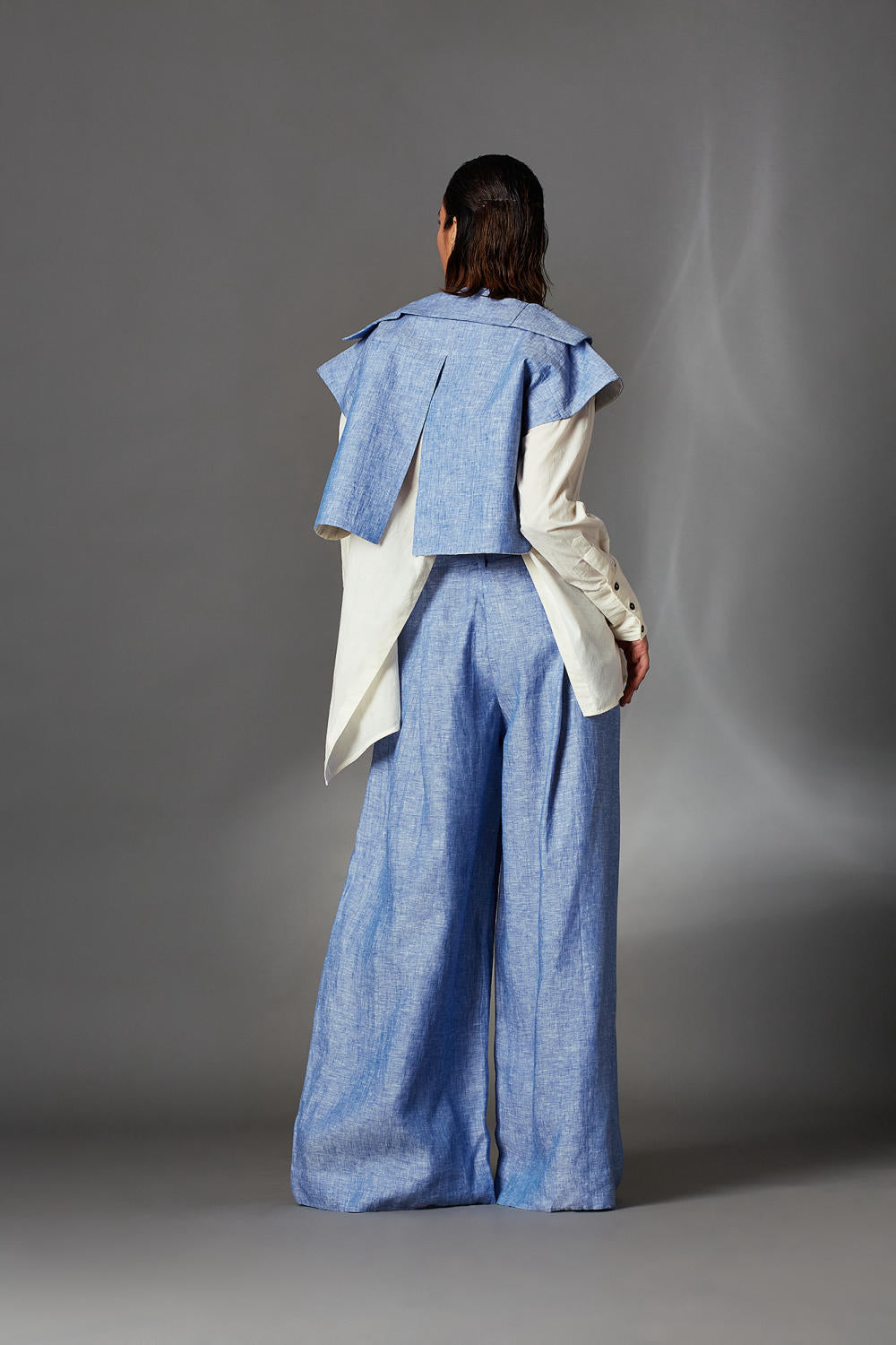 Lou Jacket in Linen-Blue