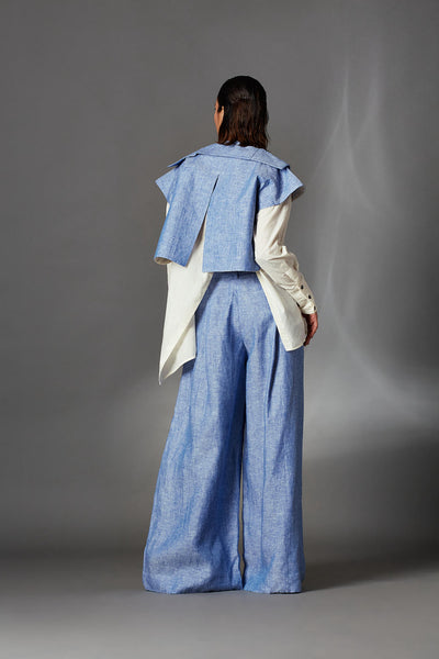 Lou Jacket in Linen-Blue