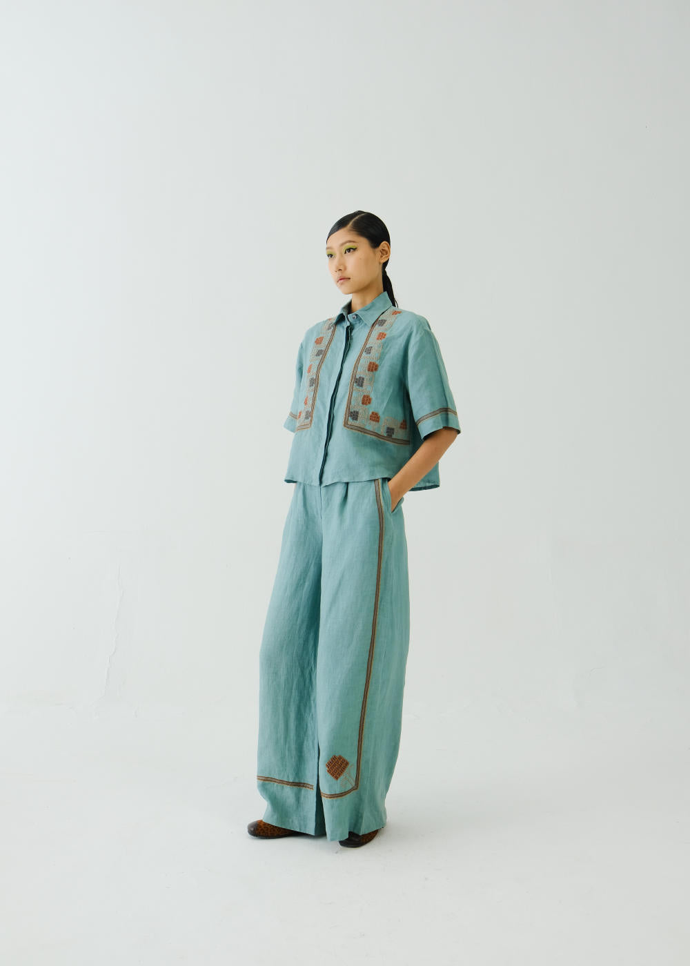 Ava Set -Pale Blue Cross Stitch Emb