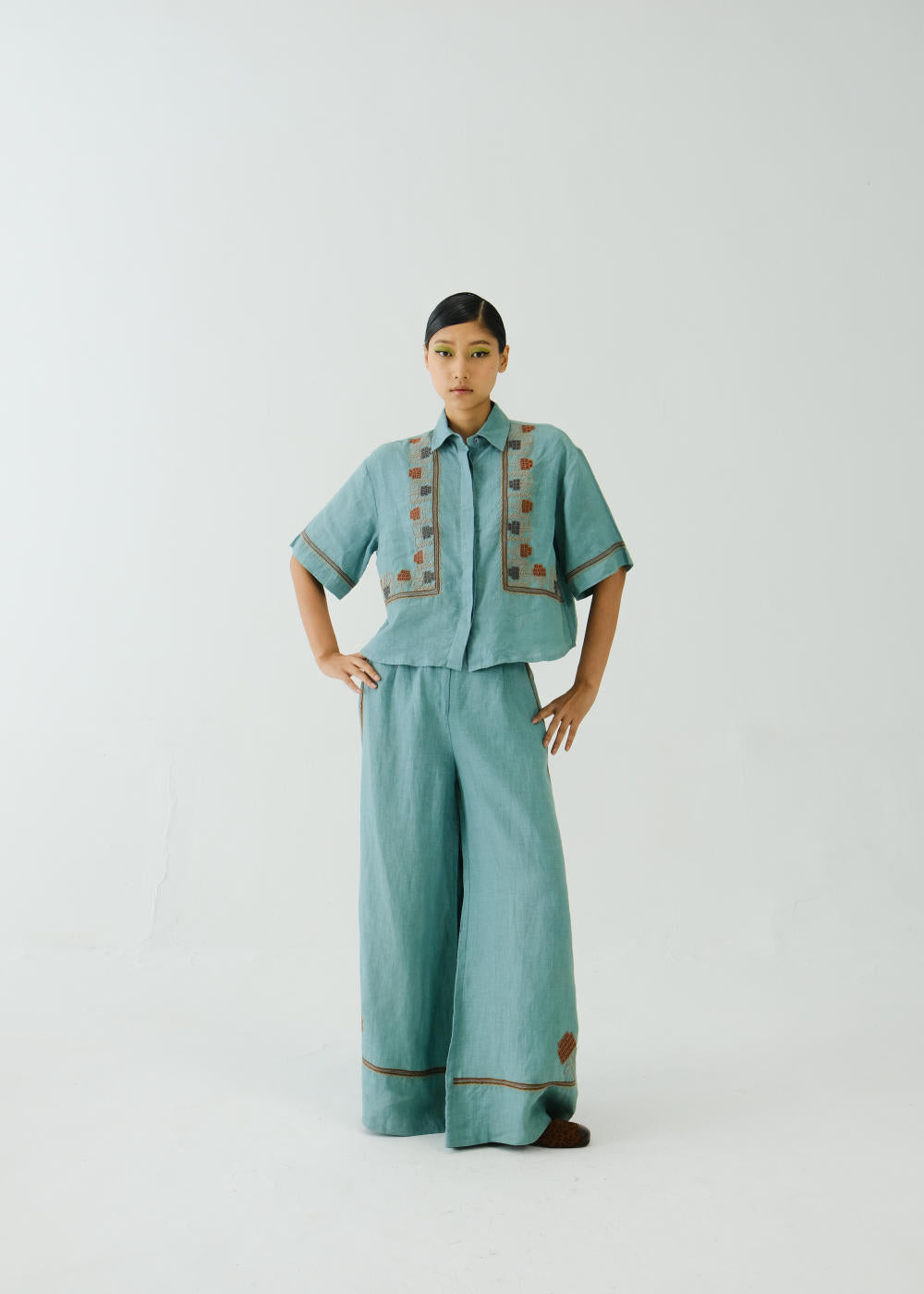 Ava Set -Pale Blue Cross Stitch Emb