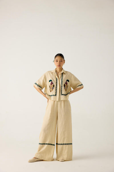 AVA SET-IVORY DUCK APPLIQUE (AVA SHIRT+APPLIQUE PANTS )