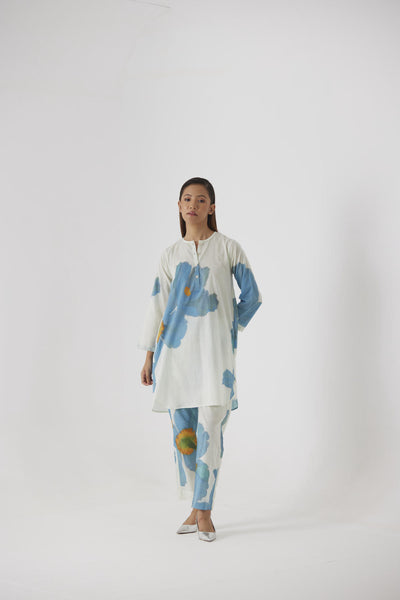 BLUE POPPIES SHORT KURTA SET