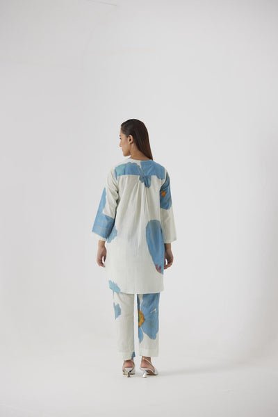 BLUE POPPIES SHORT KURTA SET