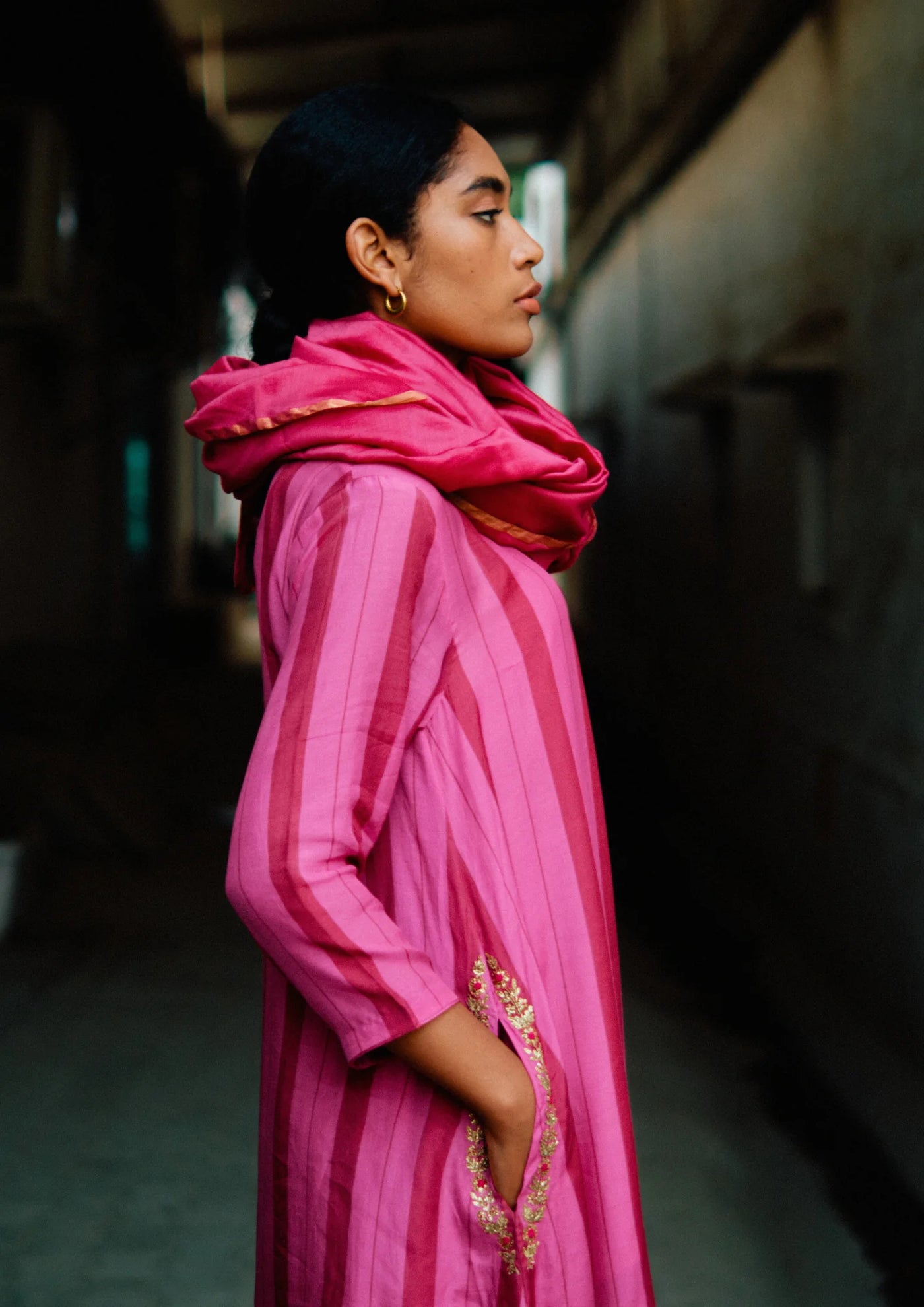 Bush Pink Embroidered Pocket Style