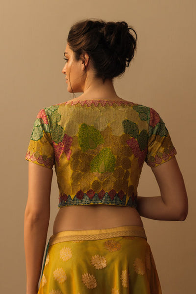 Banaras Bloom crop top marigold yellow