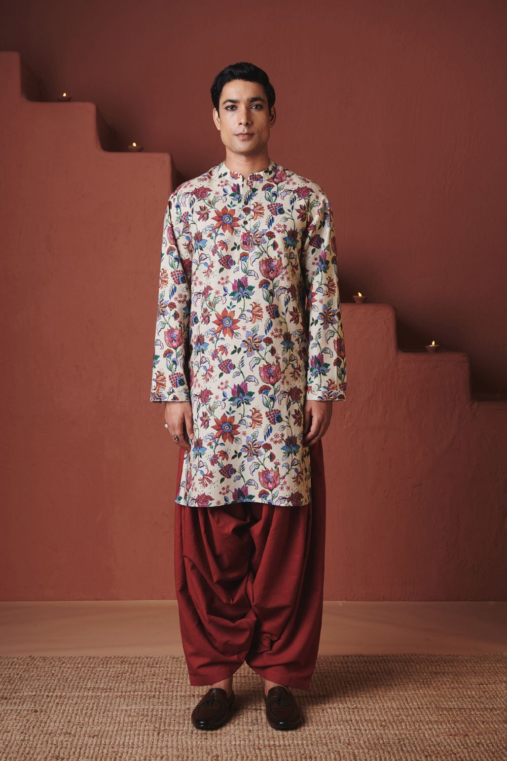 Beige Chintz Co Linen Men's Classic Kurta