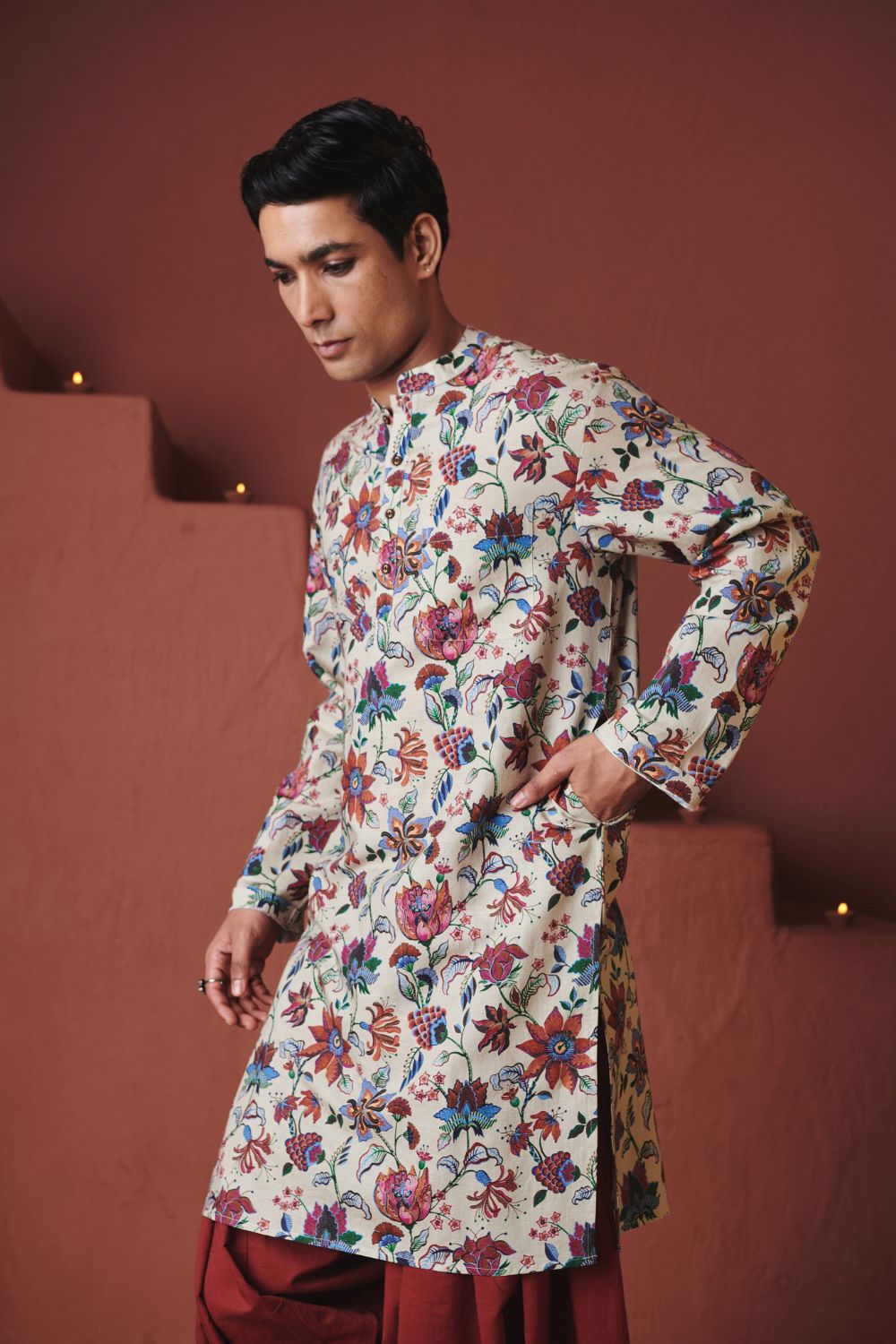 Beige Chintz Co Linen Men's Classic Kurta