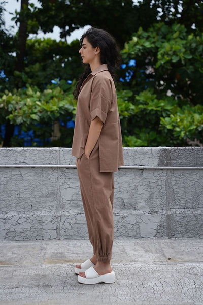 Beige Ekin Shirt & Hera Cotton Co-Ord Set (2 PCS)