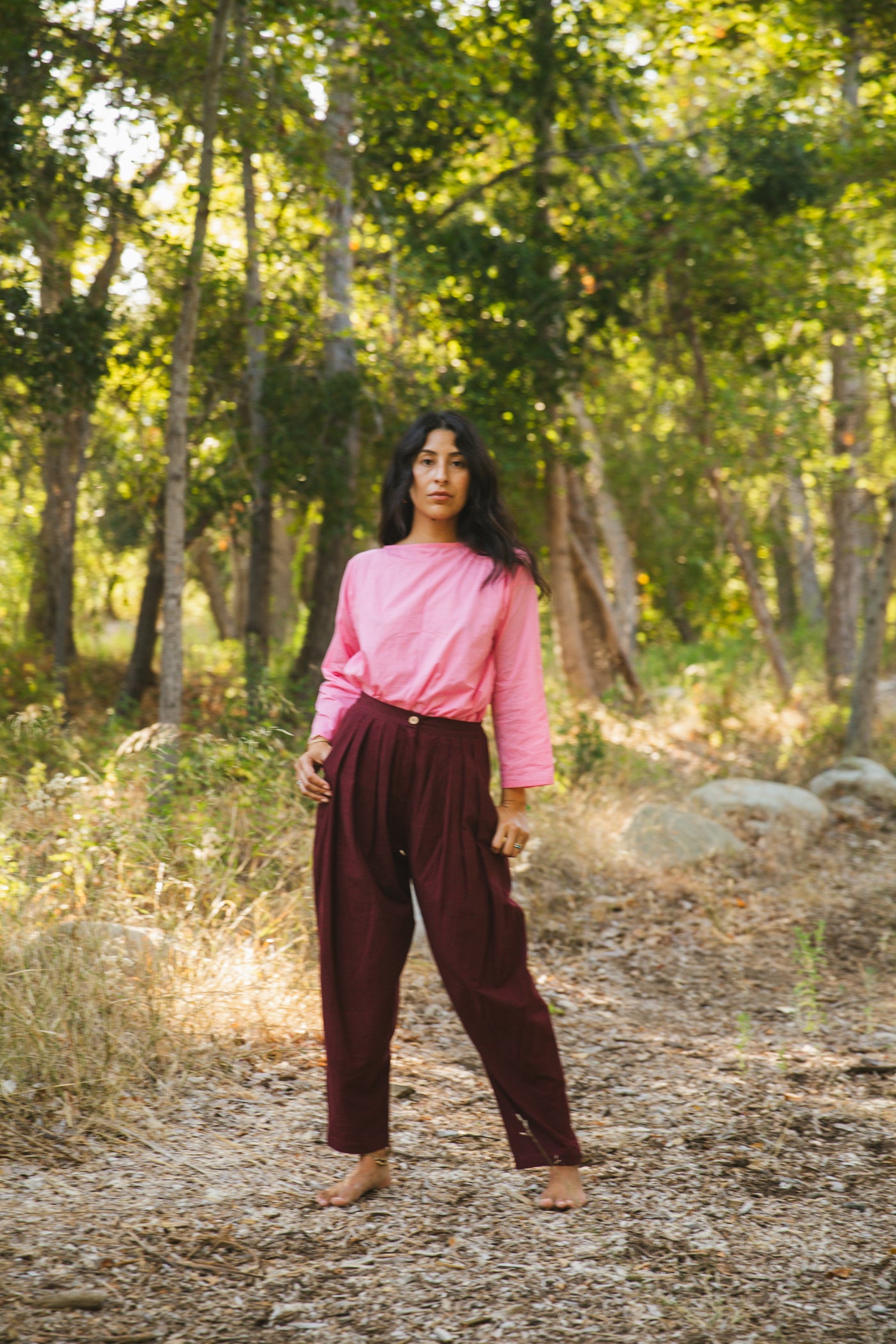 Berry Pleated Pants