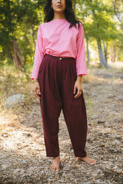 Berry Pleated Pants