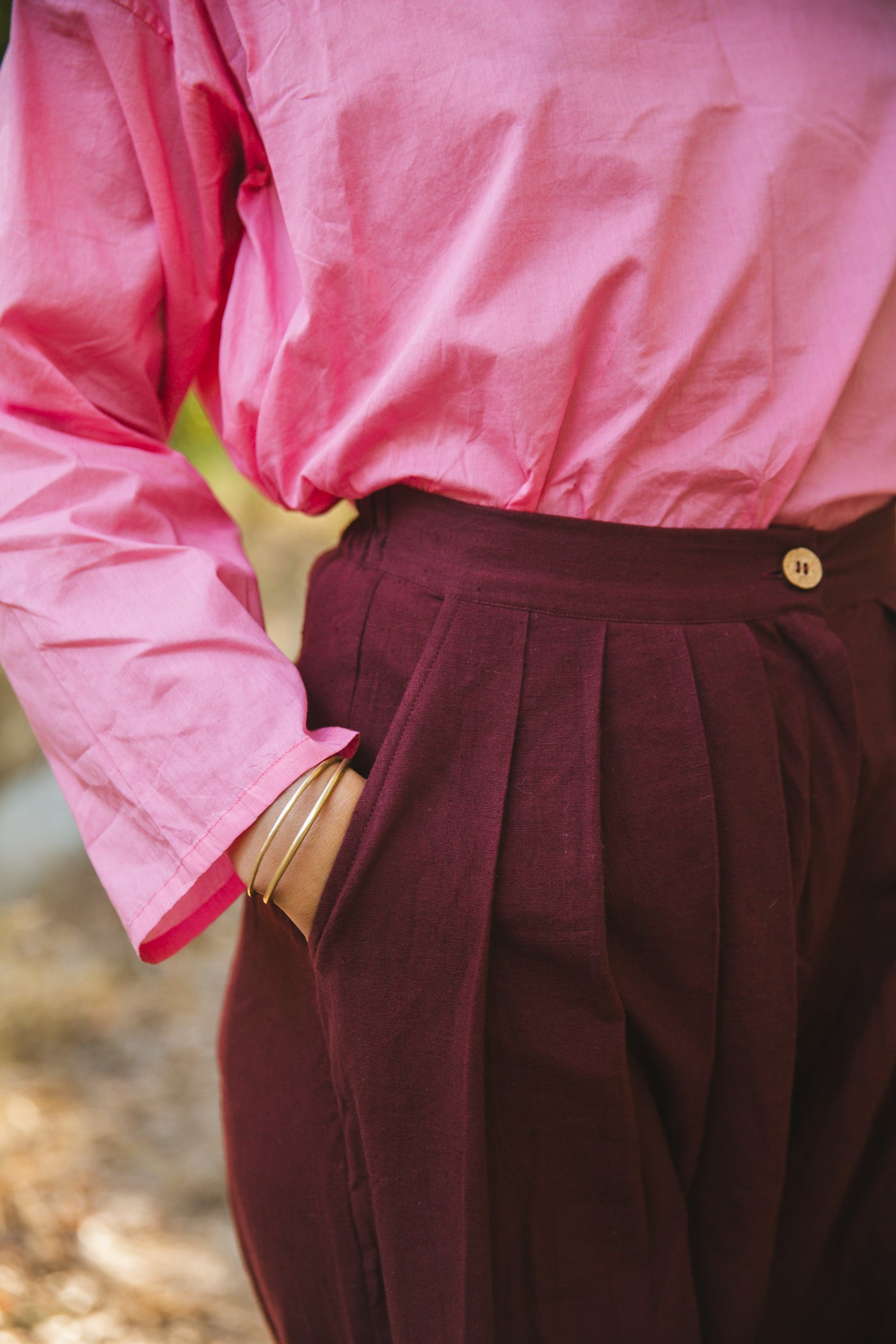 Berry Pleated Pants