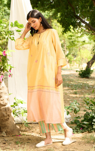 Saaras Kurta Set-Yellow