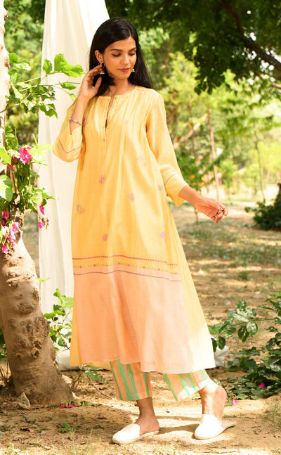 Saaras Kurta Set-Yellow