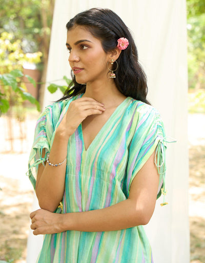 Hummingbird Kurta Set-Turquoise