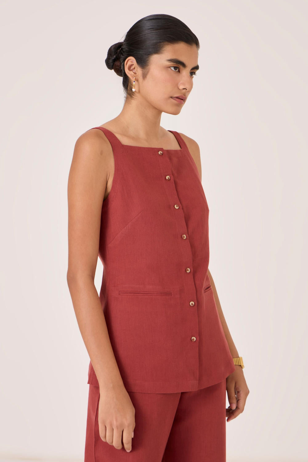 Bisa Umber Button Down Top
