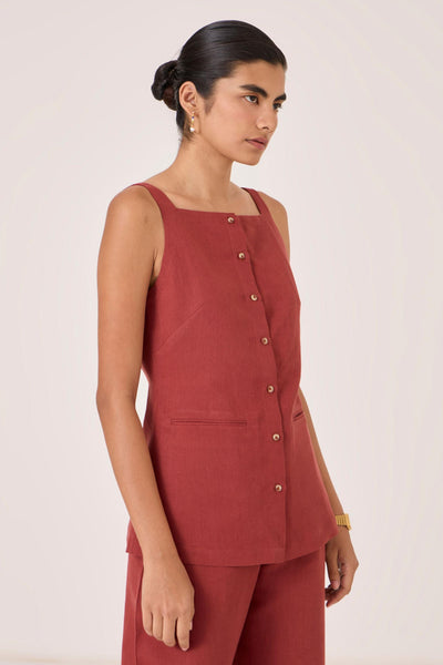 Bisa Umber Button Down Top