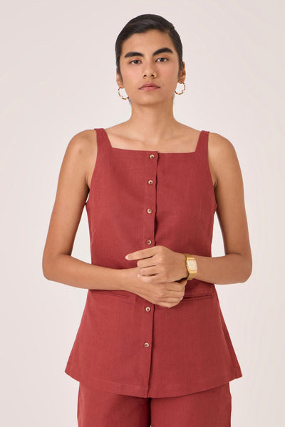 Bisa Umber Button Down Top