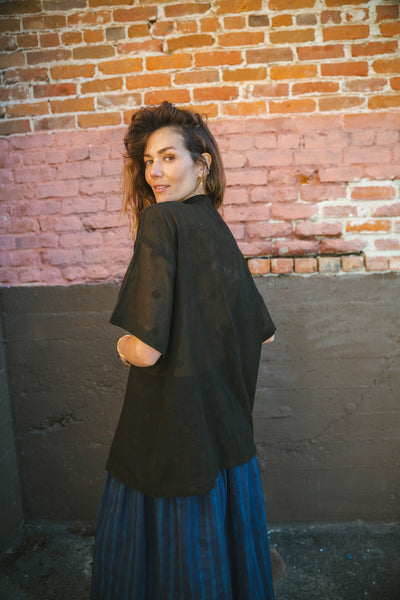 Black Checks Lounge Shirt-Black