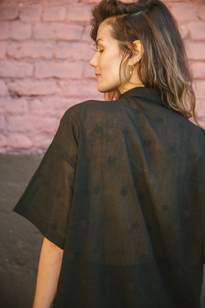Black Checks Lounge Shirt-Black