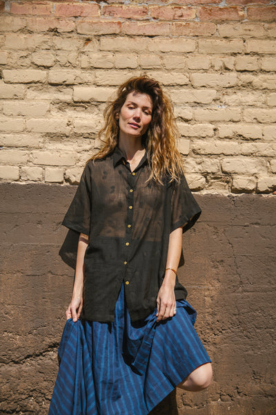Black Checks Lounge Shirt-Black