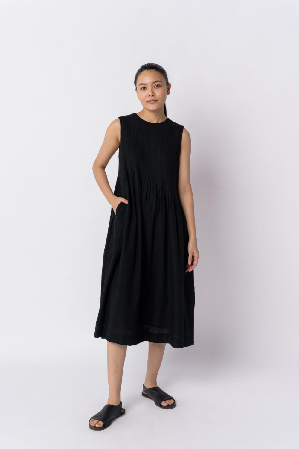 Black cotton minimal dress - Black